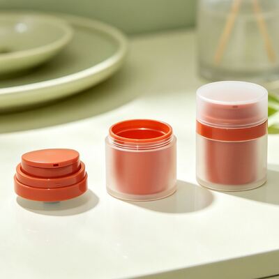 Quality 15g 30g 50g Airless Vacuum Cosmetic Cream Jars Semi-Frosted Plastic Container Jar for Skincare Cream Lotion Packaging Twist-Lock Airless Cream Jar Frosted Translucent Jar for Face Moisturizer factory